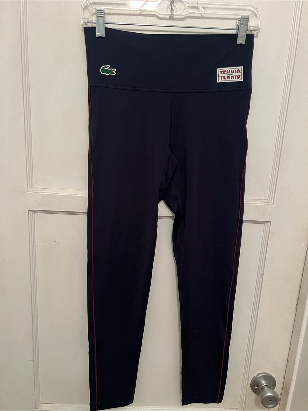 Lacoste Kids Navy Leggings with Red Piping